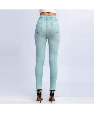 2020 Fashion Leggings for Women High Waist Print Jeggings Womens Juniors Classic Imitate Denim Skinny Jeans Green - CY196OSYX...