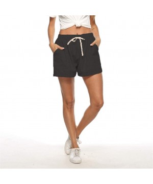 Summer Bowknot Tie Drawstring Shorts for Women Casual Summer - Black - CF199N0TTC7 $9.33-Board Shorts