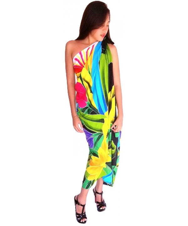 Tropical Flower Collection. Batik Hand Painted Sarong- Hawaiian Beach pareos- Swimsuit Cover-up. 9 - C4199EMS3G2 $52.09-Cover...