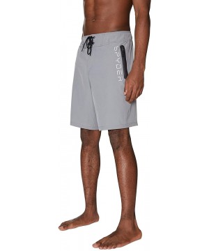 Men's Hydro Series Laser-Cut Boardshorts - Quick Dry Lightweight Swimwear - Light Grey - C2193O5U2UI $27.12-Board Shorts