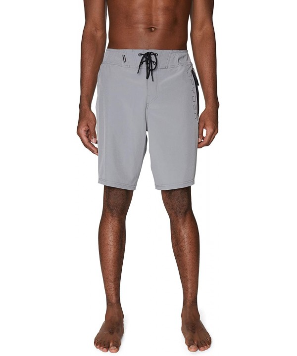 Men's Hydro Series Laser-Cut Boardshorts - Quick Dry Lightweight Swimwear - Light Grey - C2193O5U2UI $27.12-Board Shorts