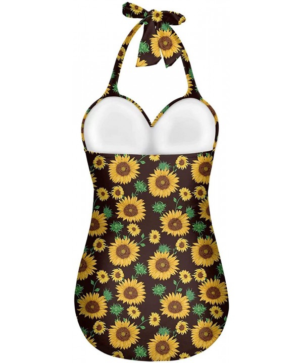 Vintage Halter Swimsuit Monokini One Piece Swimwear Bathing Suits - New Size-yellow-1 - CK1986Q4X36 $41.36-One-Pieces