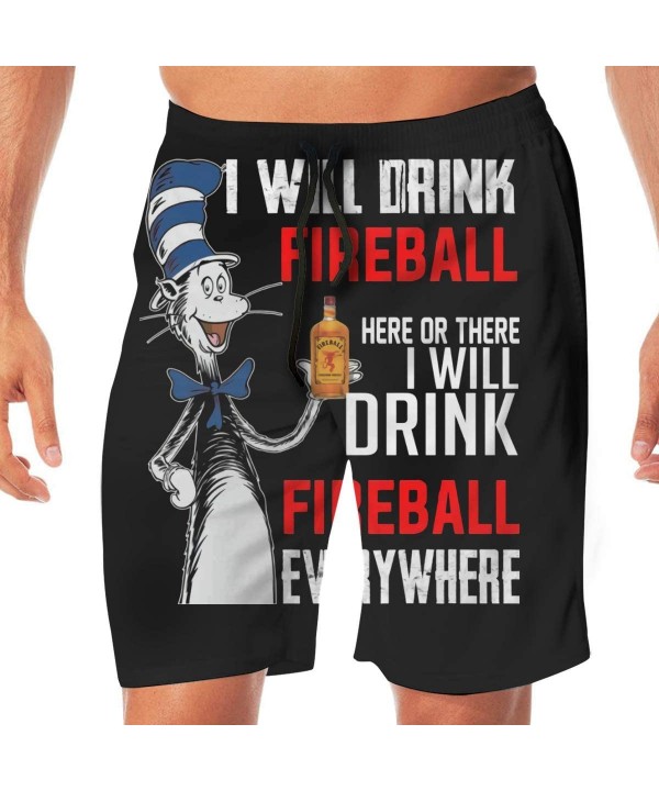 I Will Drink Fireball Here Or There Quick Dryswim Trunks Water Shorts Swimsuit Beach Shorts - CH190TMOZXR $26.62-Trunks