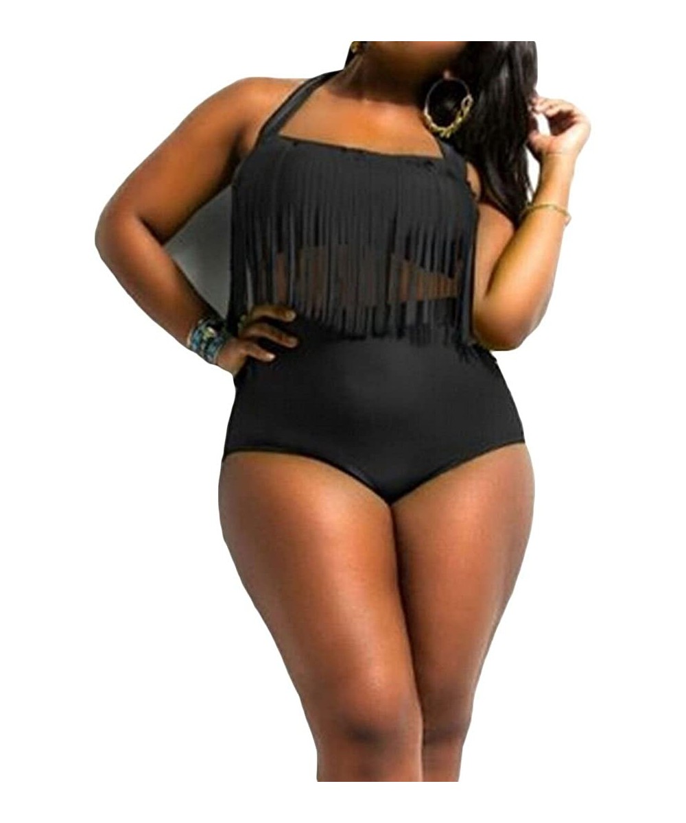 Women's Retro Plus Size High Waisted Bikini Bottom Swim Short Tankinis Briefs - Black - CV180QOHIIS $11.66-Bottoms