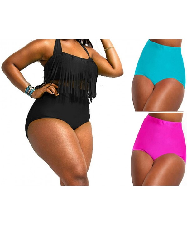 Women's Retro Plus Size High Waisted Bikini Bottom Swim Short Tankinis Briefs - Black - CV180QOHIIS $11.66-Bottoms