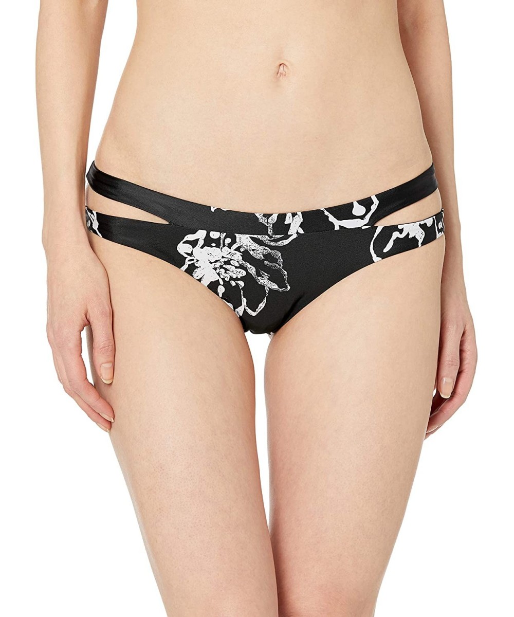 Women's Sage Vaughn Floral Cheeky Bikini Bottoms - Black - C818EQY4LUH $46.98-Bottoms