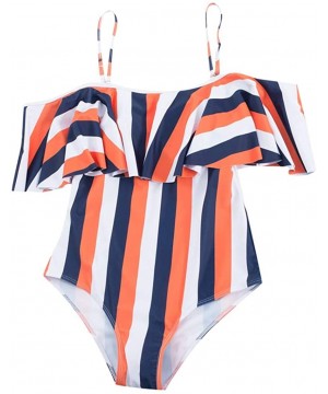 Teen Girls Floral Printed One Piece Monokini Bathing Suits V Neck Ruffles Bikini Set Swimwear - B1 - C4196U8SHS4 $17.97-Sets