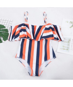 Teen Girls Floral Printed One Piece Monokini Bathing Suits V Neck Ruffles Bikini Set Swimwear - B1 - C4196U8SHS4 $17.97-Sets