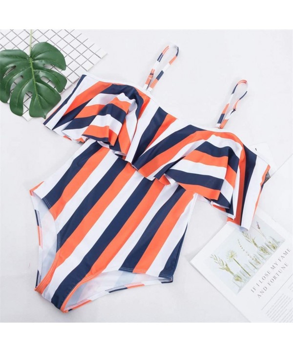 Teen Girls Floral Printed One Piece Monokini Bathing Suits V Neck Ruffles Bikini Set Swimwear - B1 - C4196U8SHS4 $17.97-Sets