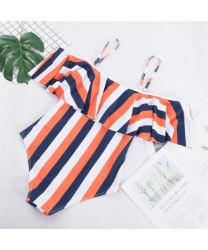 Teen Girls Floral Printed One Piece Monokini Bathing Suits V Neck Ruffles Bikini Set Swimwear - B1 - C4196U8SHS4 $17.97-Sets