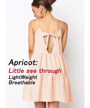 Spaghetti Strap Dress for Women Pleated Swing Dress Backless Casual Mini Dress - A-apricot Dress - CG18S7HH824 $21.41-Cover-Ups