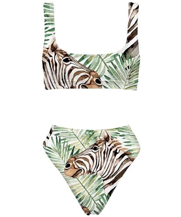 Women's Sexy Push Up High Waisted Padded 2 Piece Bikini Set Swimsuits - Zebra - C6194W28U6O $25.28-Sets