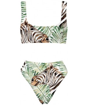 Women's Sexy Push Up High Waisted Padded 2 Piece Bikini Set Swimsuits - Zebra - C6194W28U6O $25.28-Sets