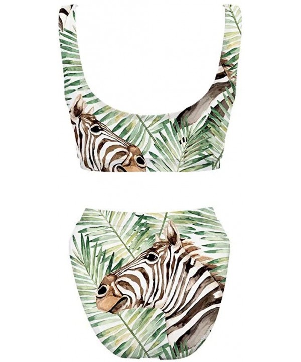 Women's Sexy Push Up High Waisted Padded 2 Piece Bikini Set Swimsuits - Zebra - C6194W28U6O $25.28-Sets