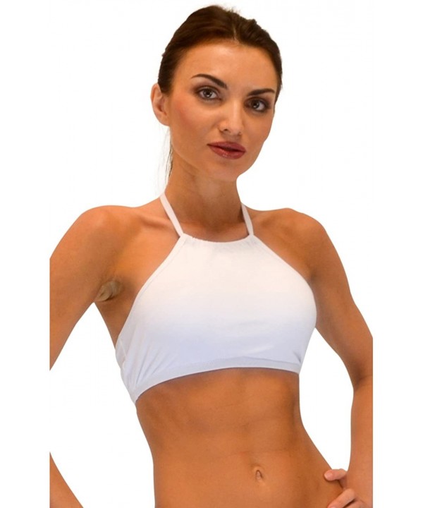 Bikini Top- High Neckline Halter - White - CE182LCSKMT $21.94-Tops