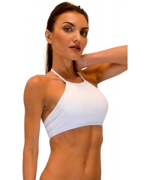 Bikini Top- High Neckline Halter - White - CE182LCSKMT $21.94-Tops