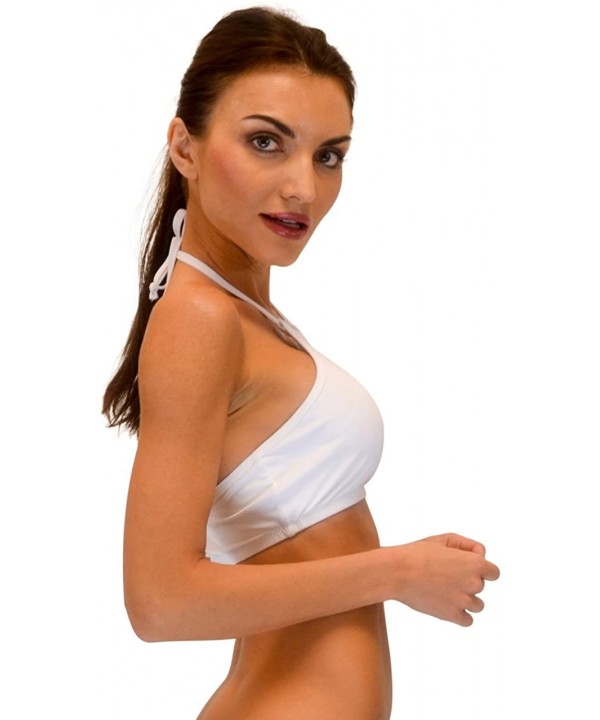 Bikini Top- High Neckline Halter - White - CE182LCSKMT $21.94-Tops