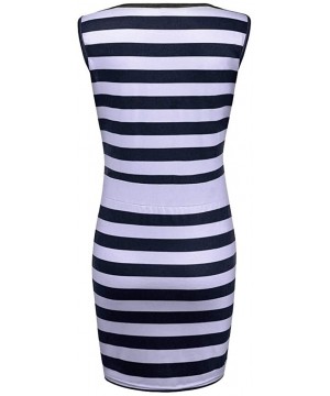 Summer Women Casual Sleeveless Stripe T Shirts Dress Tunic Waist Dresses - Black - CP199Q2LMET $14.86-Sets