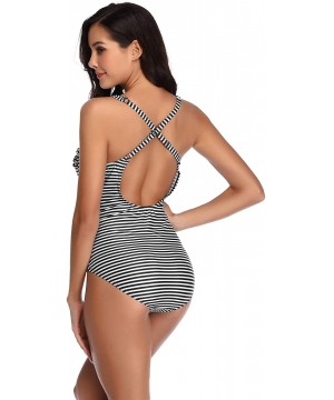 Swimsuits for Women-One Piece Bathing Suits for Womens Swimsuits Tummy Control - Black - CC19C7DOCL0 $32.00-Racing