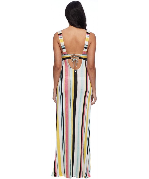 Women's Anabella Ankle Length Halter Dress Cover Up - Maya Stripe - CO18Q03NYQA $49.30-Cover-Ups