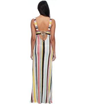 Women's Anabella Ankle Length Halter Dress Cover Up - Maya Stripe - CO18Q03NYQA $49.30-Cover-Ups