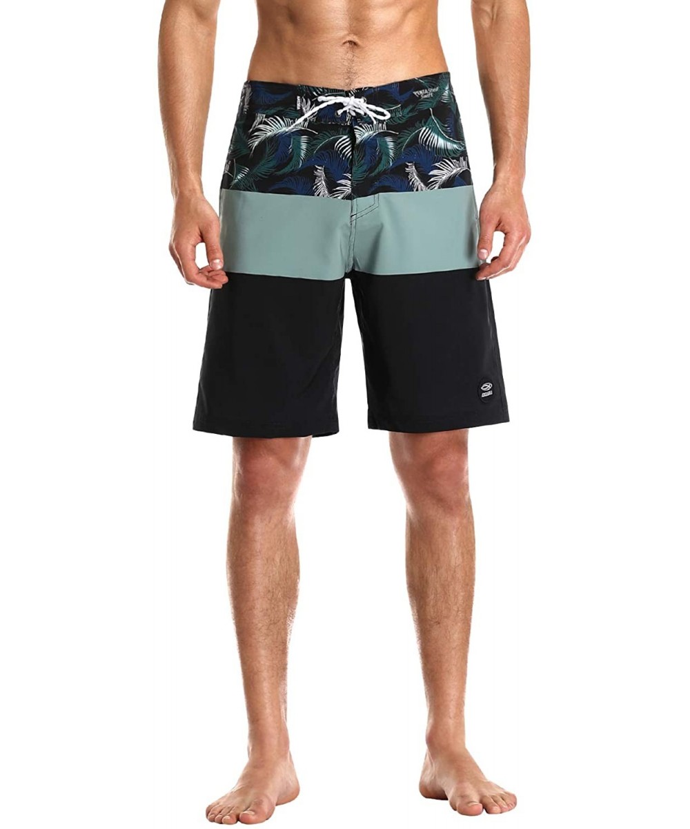 Mens Swim Trunks Quick Dry Surf Long Elastic with Pockets Swimwear Bathing Suits No Mesh Lining - Forest - CP19DCTOENZ $20.95...