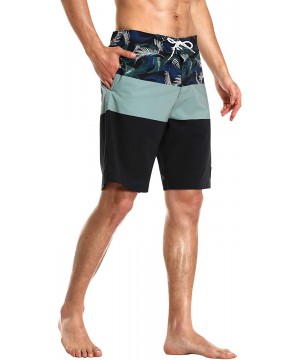 Mens Swim Trunks Quick Dry Surf Long Elastic with Pockets Swimwear Bathing Suits No Mesh Lining - Forest - CP19DCTOENZ $20.95...