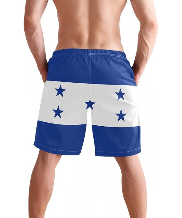 Greek Flag Men's Swim Trunks Beach Shorts with Pockets - Flag of Honduras - C418Q6EDC8W $21.31-Board Shorts