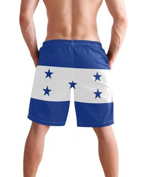 Greek Flag Men's Swim Trunks Beach Shorts with Pockets - Flag of Honduras - C418Q6EDC8W $21.31-Board Shorts