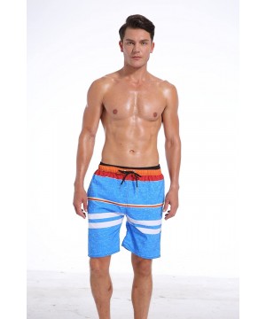 Men's Swim Trunk Beach Shorts - Lightblue-navyred - CU199GCOYYI $23.28-Trunks