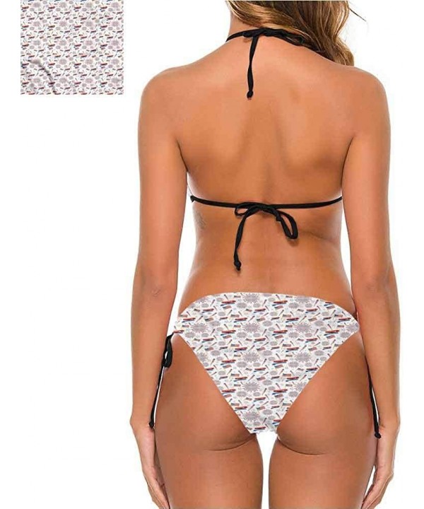 Bikini Swimwear V Neck Lace Up Swimwear Cute Dog with Hat - Multi 03 - C1190EZL6Z5 $31.85-Tankinis