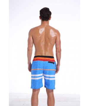 Men's Swim Trunk Beach Shorts - Lightblue-navyred - CU199GCOYYI $23.28-Trunks