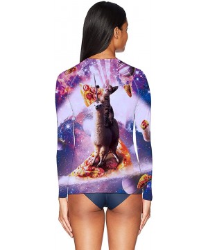 Women's UV Sun Protection Long Sleeve Outdoor T-Shirt Athletic Top Rashguards - Pizza Cat 2 - CS18XZAOQ7G $32.59-Rash Guards