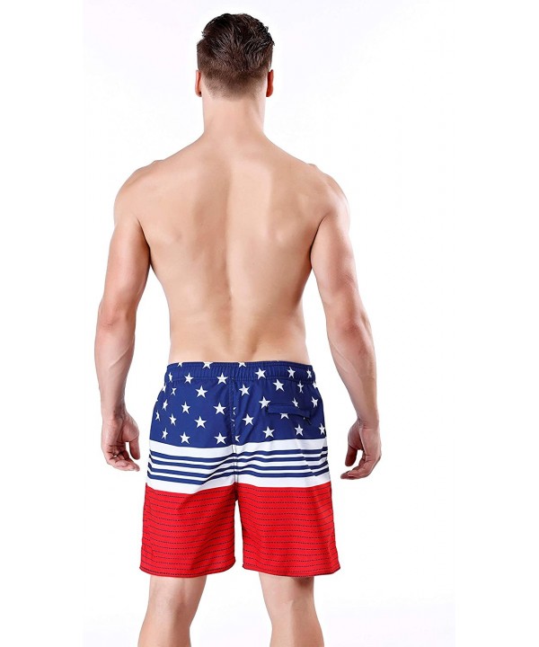 Men's Swim Trunk Beach Shorts - Lightblue-navyred - CU199GCOYYI $23.28-Trunks