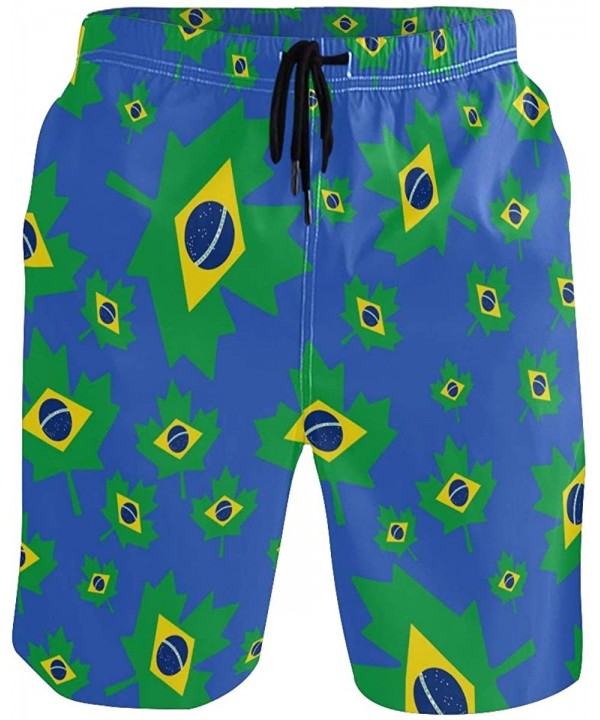 Men's Quick Dry Swim Trunks with Pockets Beach Board Shorts Bathing Suits - Brazil Flag Canada Maple Leaf - CD1952928K5 $23.7...