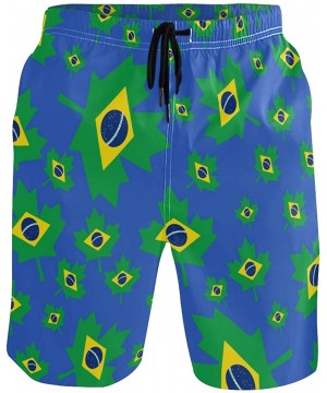 Men's Quick Dry Swim Trunks with Pockets Beach Board Shorts Bathing Suits - Brazil Flag Canada Maple Leaf - CD1952928K5 $23.7...