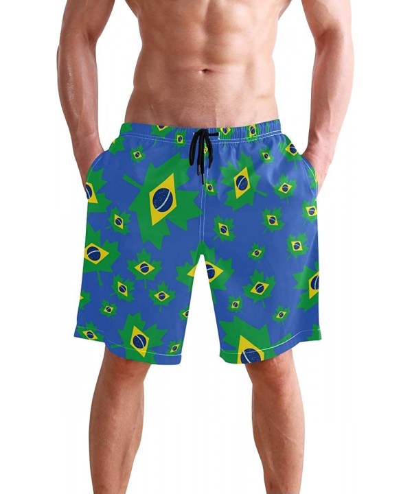 Men's Quick Dry Swim Trunks with Pockets Beach Board Shorts Bathing Suits - Brazil Flag Canada Maple Leaf - CD1952928K5 $23.7...