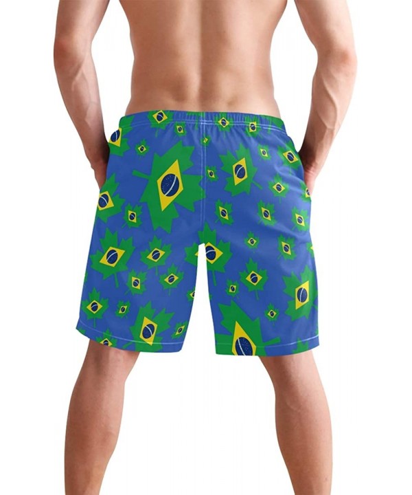 Men's Quick Dry Swim Trunks with Pockets Beach Board Shorts Bathing Suits - Brazil Flag Canada Maple Leaf - CD1952928K5 $23.7...