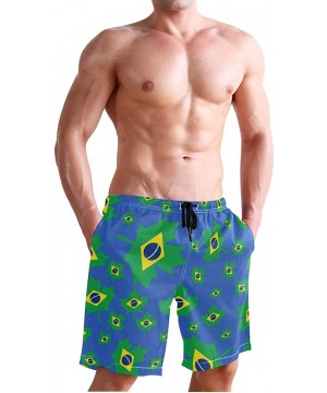 Men's Quick Dry Swim Trunks with Pockets Beach Board Shorts Bathing Suits - Brazil Flag Canada Maple Leaf - CD1952928K5 $23.7...