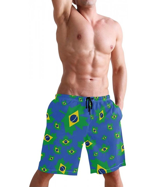 Men's Quick Dry Swim Trunks with Pockets Beach Board Shorts Bathing Suits - Brazil Flag Canada Maple Leaf - CD1952928K5 $23.7...