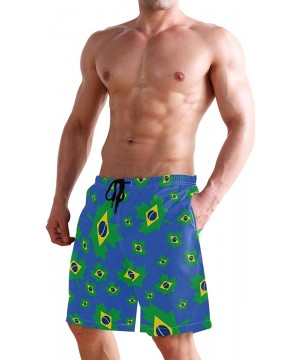 Men's Quick Dry Swim Trunks with Pockets Beach Board Shorts Bathing Suits - Brazil Flag Canada Maple Leaf - CD1952928K5 $23.7...