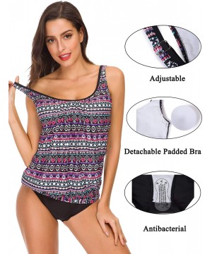 Women 's Two Pieces Gradient Striped Printed Push up Swimsuit - Black - C218QR8QZHO $16.25-Sets