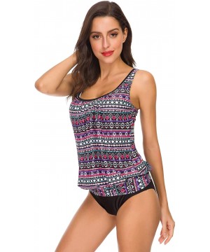 Women 's Two Pieces Gradient Striped Printed Push up Swimsuit - Black - C218QR8QZHO $16.25-Sets