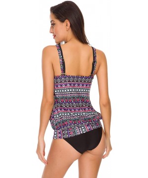 Women 's Two Pieces Gradient Striped Printed Push up Swimsuit - Black - C218QR8QZHO $16.25-Sets