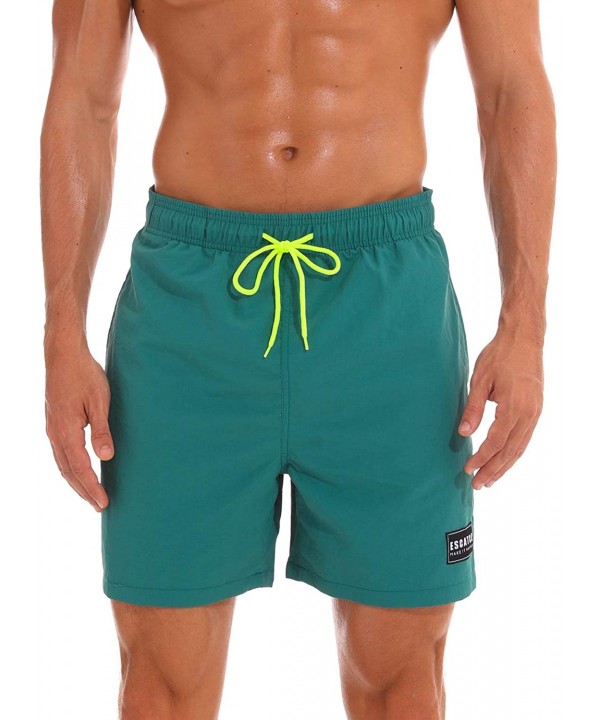 Men's Quick Dry Surf Boardshorts Mesh Lining Swimming Trunk with Pockets - Green - CG18R4XH8I3 $21.58-Board Shorts