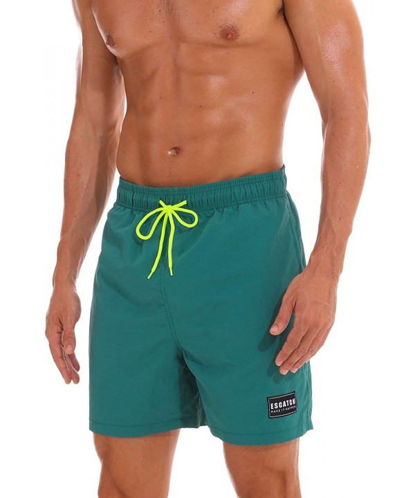 Men's Quick Dry Surf Boardshorts Mesh Lining Swimming Trunk with Pockets - Green - CG18R4XH8I3 $21.58-Board Shorts