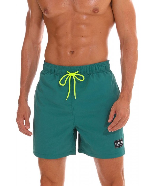 Men's Quick Dry Surf Boardshorts Mesh Lining Swimming Trunk with Pockets - Green - CG18R4XH8I3 $21.58-Board Shorts