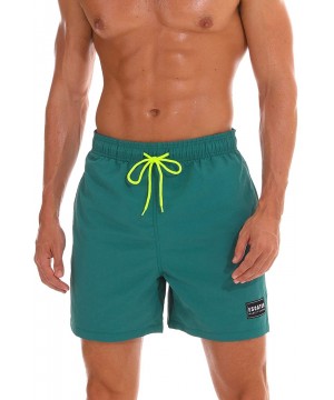 Men's Quick Dry Surf Boardshorts Mesh Lining Swimming Trunk with Pockets - Green - CG18R4XH8I3 $21.58-Board Shorts