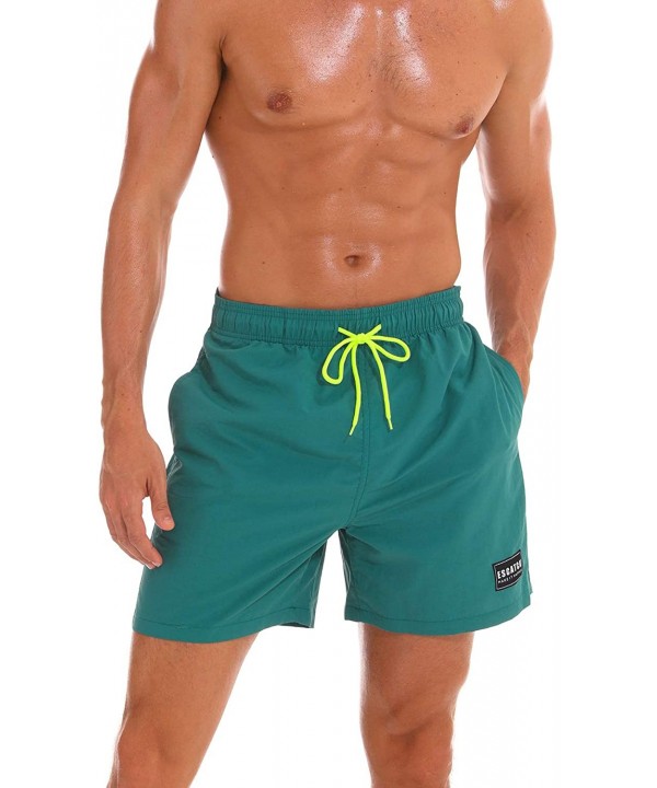 Men's Quick Dry Surf Boardshorts Mesh Lining Swimming Trunk with Pockets - Green - CG18R4XH8I3 $21.58-Board Shorts