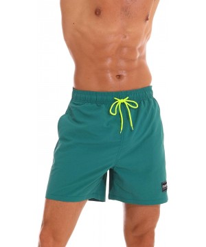 Men's Quick Dry Surf Boardshorts Mesh Lining Swimming Trunk with Pockets - Green - CG18R4XH8I3 $21.58-Board Shorts